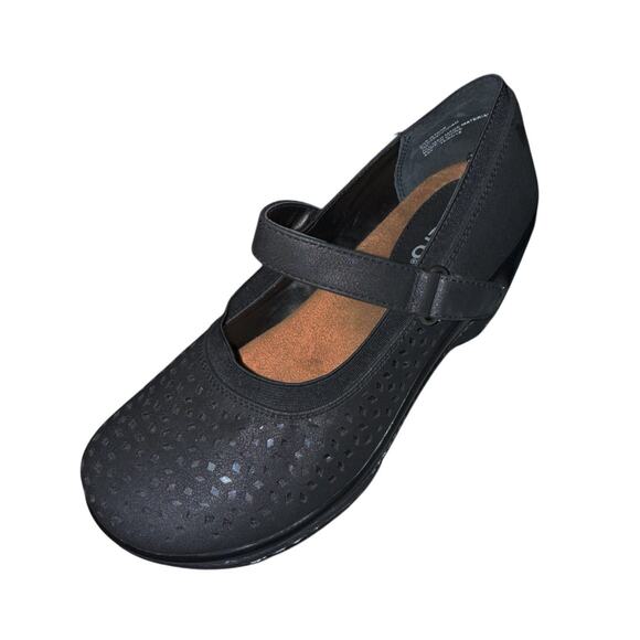 Rialto Black Mary Jane Wedge Shoes Whimsy Goth Preppy Comfort Arch Support 7M - Picture 3 of 9